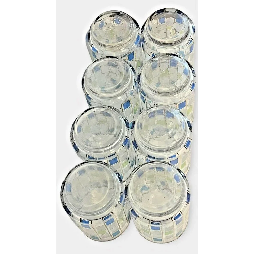 Vintage Mid Century Libbey Juice Cocktail Glasses Nordic Pattern W/Gold Trim